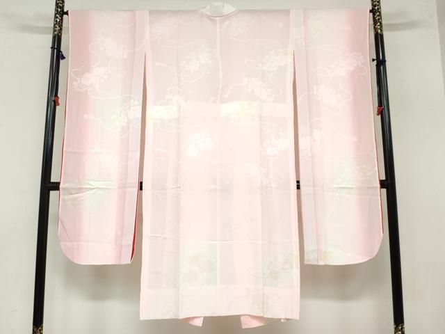 平和屋着物 振袖用長襦袢 無双仕立て 扇面草花地紋 暈し染め 半衿刺繍 正絹 ud