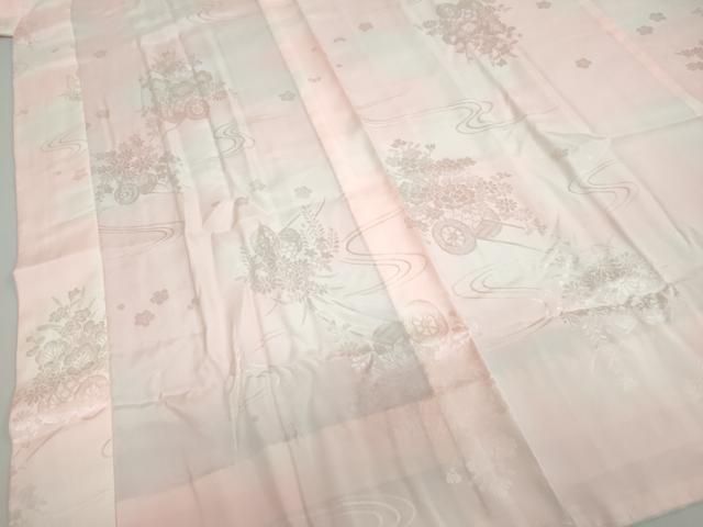 平和屋着物○振袖用長襦袢 無双仕立て 花車地紋 暈し染め 正絹 逸品