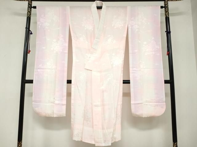 平和屋着物●振袖用長襦袢　無双仕立て　貝桶草花地紋　暈し染め　正絹　逸品　DAAZ7616ud 平和屋着物○振袖用長襦袢 無双仕立て 貝桶草花地紋 暈し染め