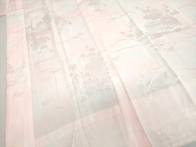 平和屋着物○振袖用長襦袢 ショップ 無双仕立て 貝桶草花地紋 暈し染め