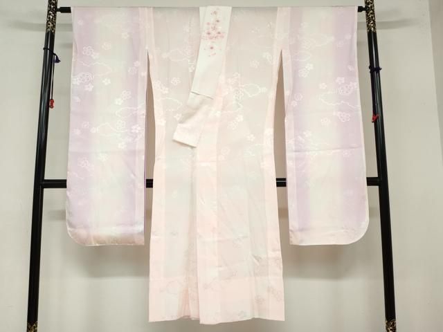 平和屋着物○長襦袢 無双仕立て 扇面花文 半衿刺繍 正絹 逸品 AABD7595ph