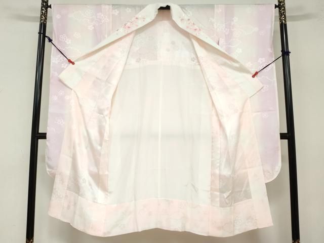  平和屋着物 振袖用長襦袢 無双仕立て 雲霞舞花地紋 暈し染め 半衿刺繍 正絹 ud 長襦袢 長襦袢 半襦袢