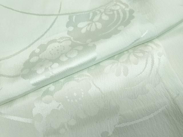 雪輪草花地紋 正絹