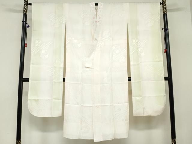 平和屋着物○振袖用長襦袢 袷 草花丸地紋 半衿刺繍 正絹 逸品