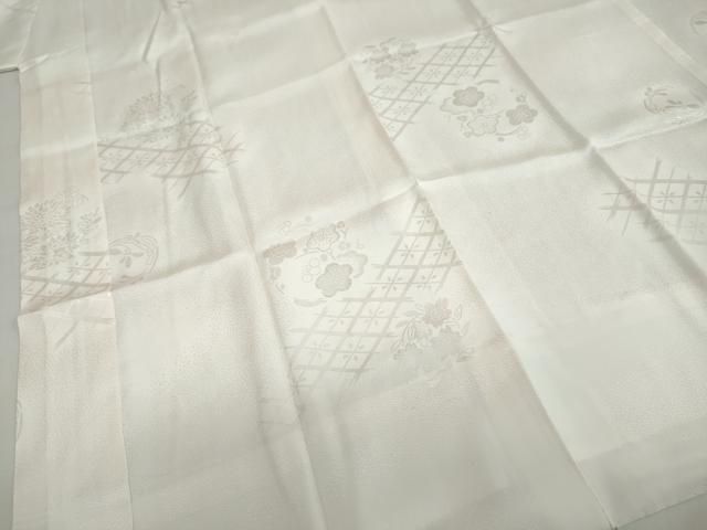 平和屋着物●振袖用長襦袢　袷　草花丸地紋　半衿刺繍　正絹　逸品　DAAZ7634ud 平和屋着物○振袖用長襦袢 袷 草花丸地紋 半衿刺繍 正絹 逸品