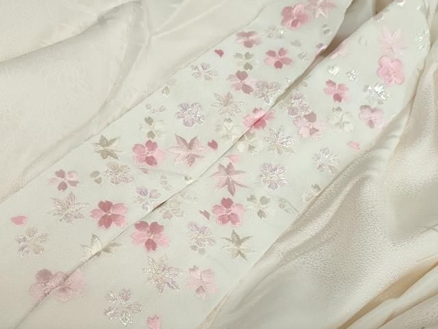  平和屋着物 振袖用長襦袢 袷 草花丸地紋 半衿刺繍 正絹 ud 長襦袢 長襦袢 半襦袢