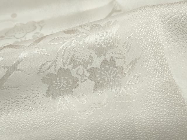 平和屋着物○振袖用長襦袢 袷 草花丸地紋 半衿刺繍 正絹 逸品