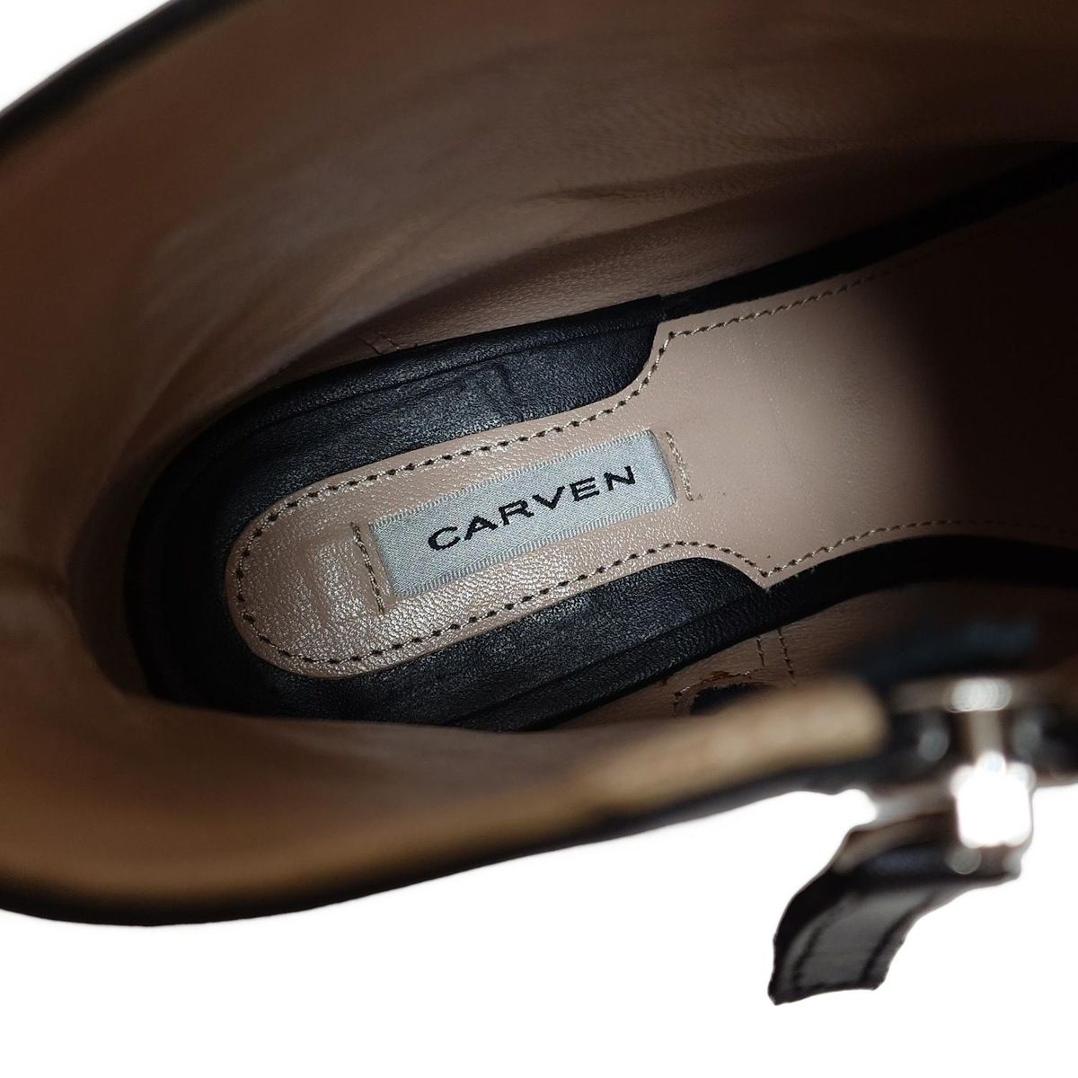  CARVEN カルヴェン ショートブーツ 35 レディース - 黒 刺繍 社外インソール レザー ブーティ ブーツ