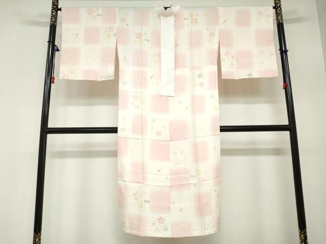 平和屋着物 長襦袢 無双仕立て 市松舞花文 暈し染め 正絹 ud