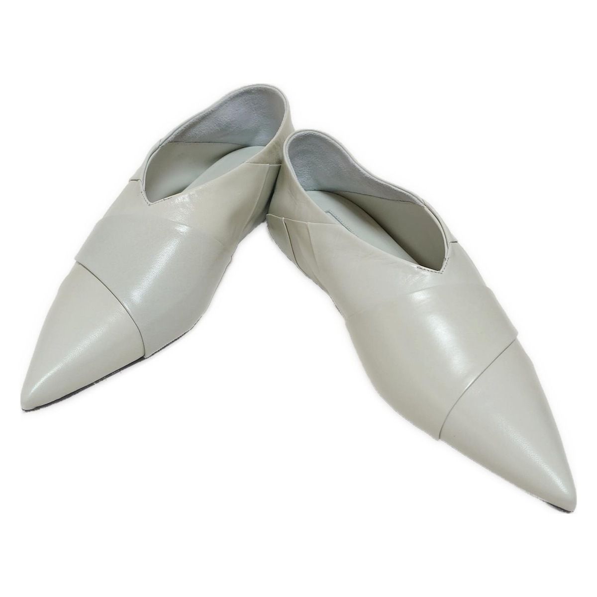 ジルサンダー フラットシューズ 35 レディース バレリーナ P 4864 ライトグレー レザー