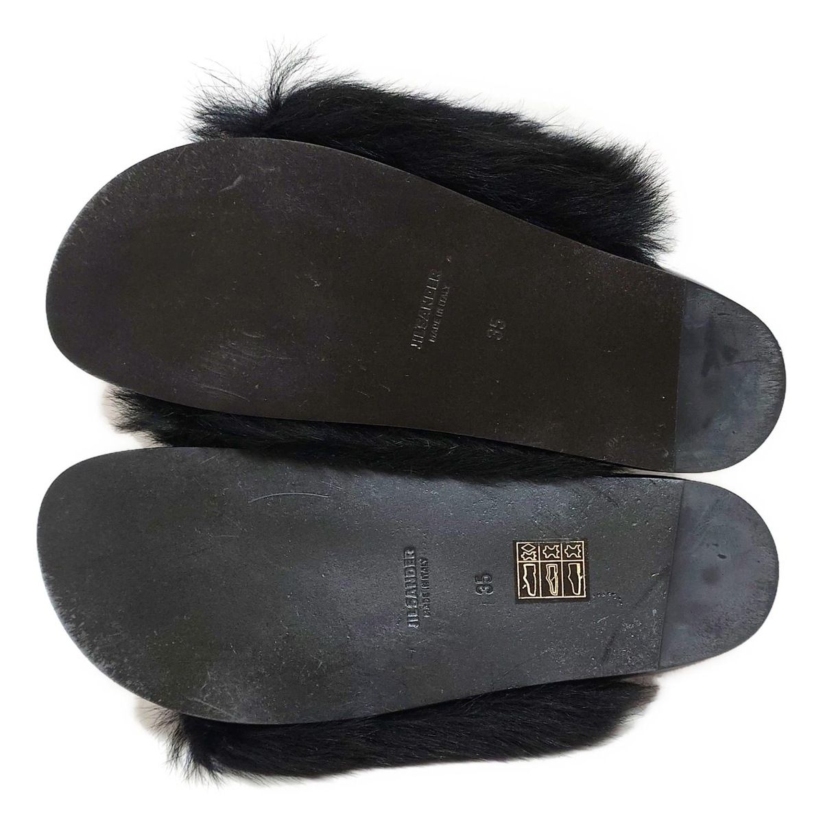  ジルサンダー サンダル 35 レディース - 黒 レザー ファー サンダル サンダル ミュール