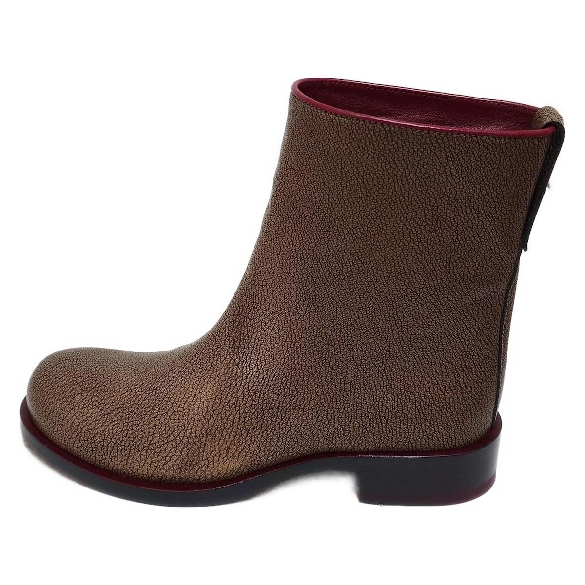 ジルサンダー ショートブーツ 35 レディース - JS 23032 ベージュ×黒 レザー