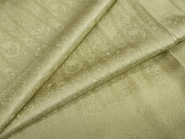 平和屋着物 上質な色無地 作家物 洋花間道 抹茶色 ロング丈 正絹 ud