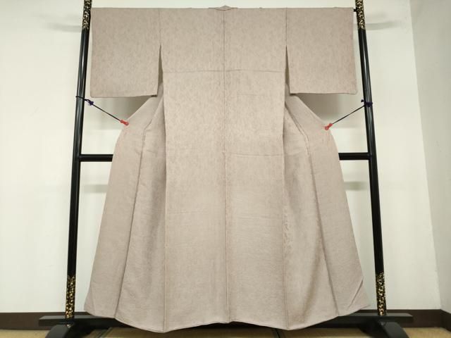 平和屋着物 上質な色無地 草花地紋 梅染色 正絹 ud