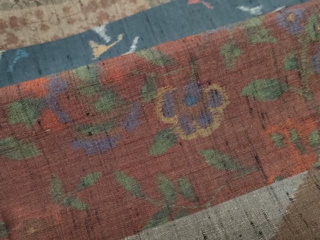 小千谷紬 横段草花文