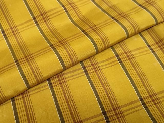  平和屋着物 本場黄八丈 平織 紬 格子 正絹 ud 紬 着物