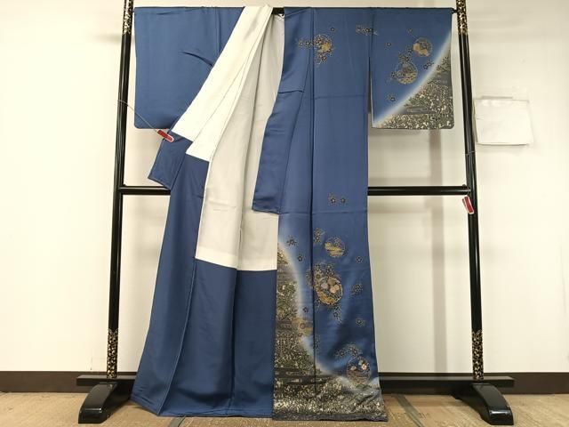 平和屋着物 訪問着 駒刺繍 雪輪花文 暈し染め 金彩 正絹 vp