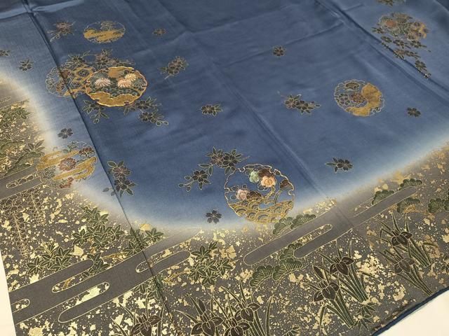  平和屋着物 訪問着 駒刺繍 雪輪花文 暈し染め 金彩 正絹 vp 訪問着 付け下げ 着物