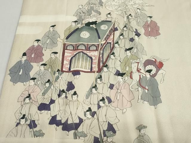 平和屋着物●長襦袢　無双仕立て　手描き　大名行列　正絹　逸品　DAAZ7520ud 平和屋着物○長襦袢 無双仕立て 手描き 大名行列 正絹 逸品 DAAZ7520ud