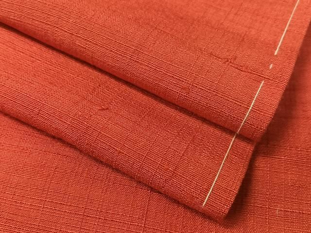 平和屋着物 生紬 朱 緋色 正絹 vp