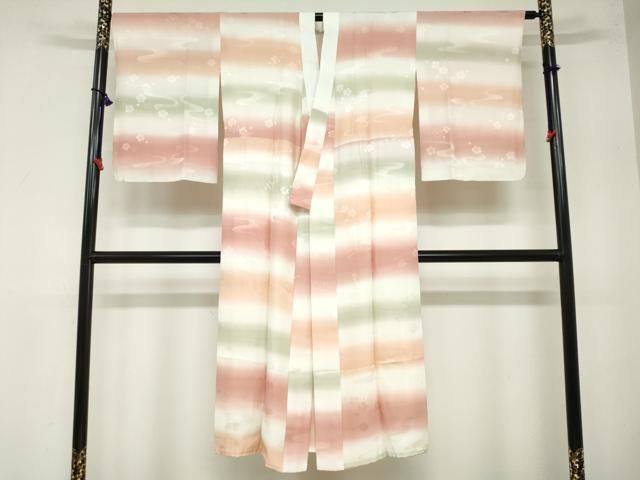 平和屋着物●長襦袢　袷　舞梅地紋　暈し染め　正絹　逸品　DAAZ7524ud 平和屋着物○長襦袢 袷 舞梅地紋 暈し染め 正絹 逸品 DAAZ7524ud