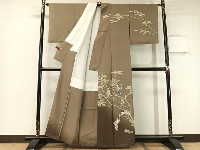 平和屋着物○十日町友禅作家 関口遼一 訪問着 手描き 童子遊び 葡萄蔦