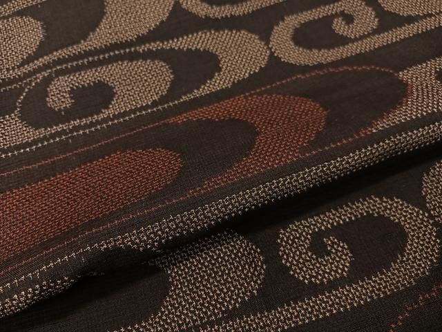  平和屋着物 上質な紬 光琳水 黒地 正絹 vp 紬 着物