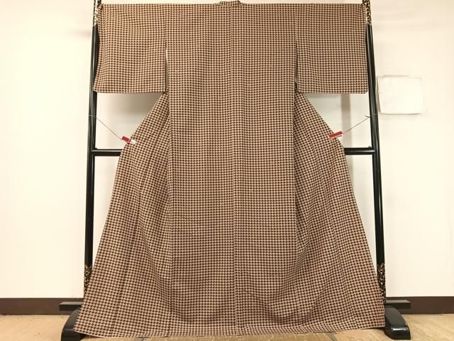 平和屋着物○小紋 千鳥格子柄 ロング丈 KIMONObyNADESHIKO 洗える着物