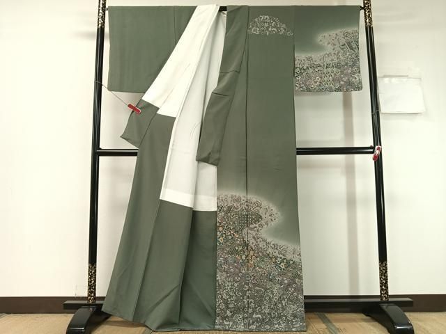 平和屋着物 訪問着 絞り 道長更紗唐草文 暈し染め 金彩 正絹 vp