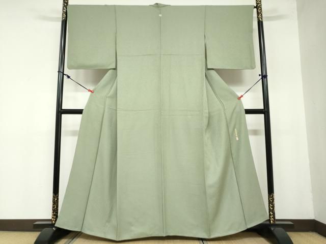 平和屋着物 本草木染作家 瑞鳳 色無地 霞地紋 柳茶色 正絹 ud