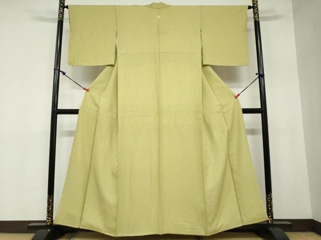 平和屋着物 上質な色無地 霞地紋 青朽葉色 正絹 ud