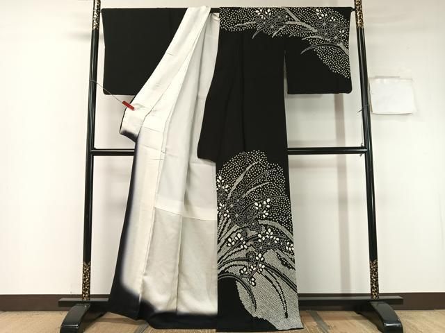 平和屋着物 訪問着 総絞り 菊花文 黒地 正絹 vp