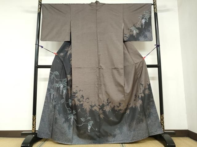 平和屋着物 訪問着 草花文 藤花房 シルエット 正絹 ud