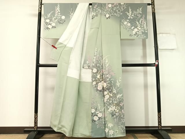 平和屋着物 訪問着 草花文 暈し染め 金彩 正絹 vp