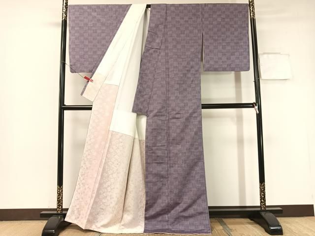 上質な紬 格子柄