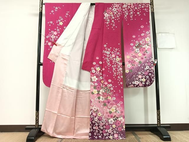 平和屋着物 豪華振袖 花毬舞蝶文 暈し染め 金彩 正絹 vp