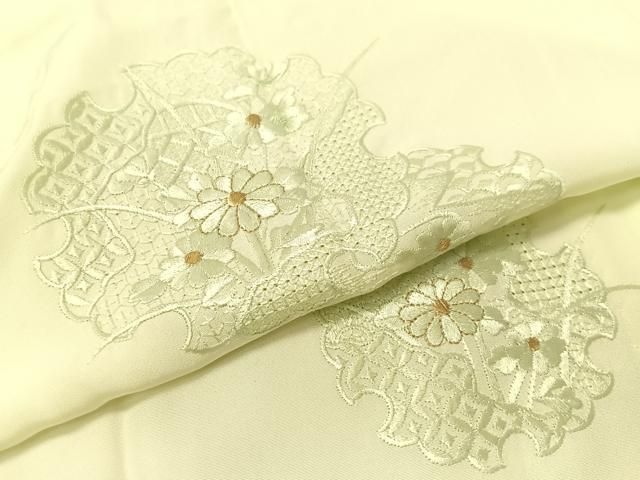 平和屋着物 中国三大刺繍 スワトウ刺繍 総刺繍 長襦袢 無双仕立て 雪輪花文 金糸 正絹 vp