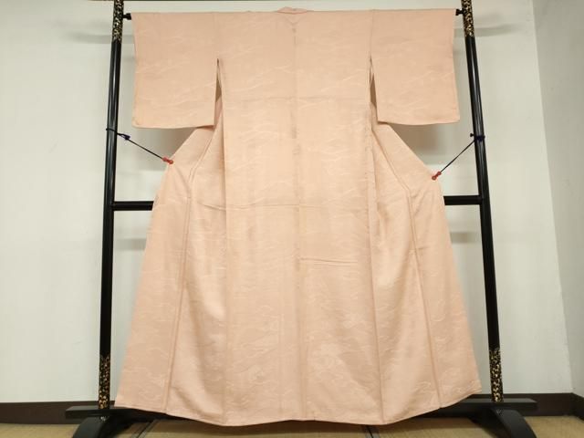 平和屋着物 上質な色無地 立波地紋 ときがら茶色 正絹 ud