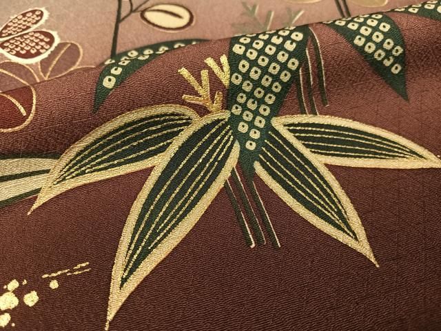  平和屋着物 訪問着 萩笹文 暈し染め 金彩 正絹 vp 訪問着 付け下げ 着物