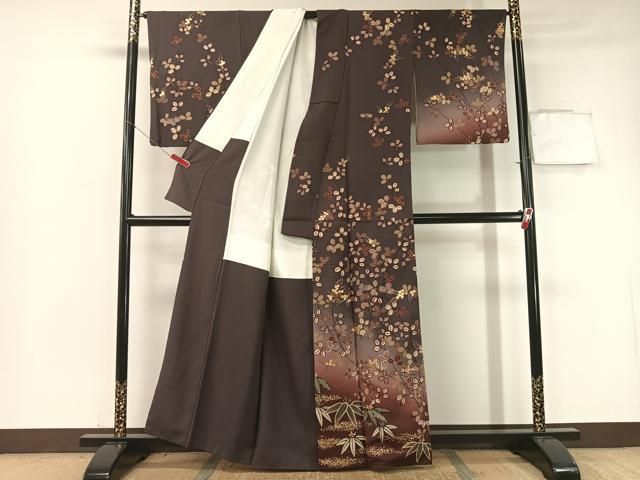 平和屋着物 訪問着 萩笹文 暈し染め 金彩 正絹 vp