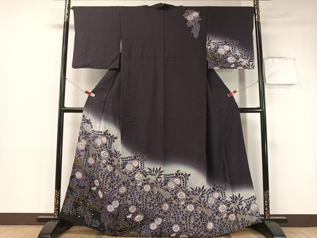 平和屋着物 訪問着 辻が花 暈し染め 銀通し地 正絹 vp