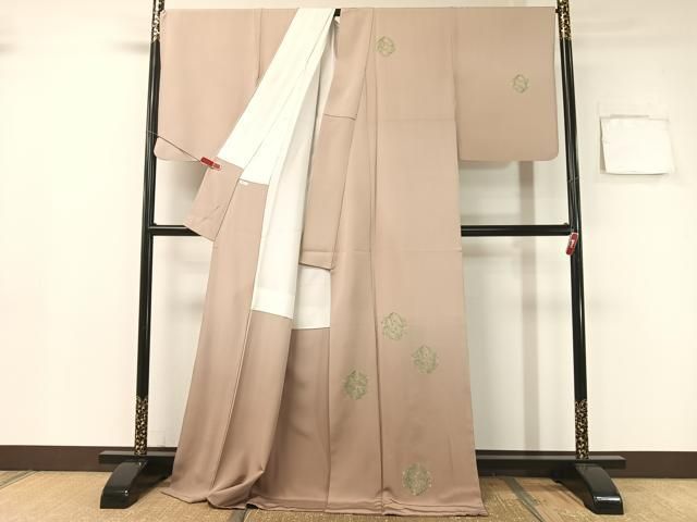 平和屋着物 訪問着 松葉丸文 暈し染め 金彩 ロング丈 反端付き 正絹 vp