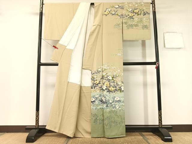 平和屋着物 訪問着 友禅 作家物 花松葉 暈し染め 正絹 vp