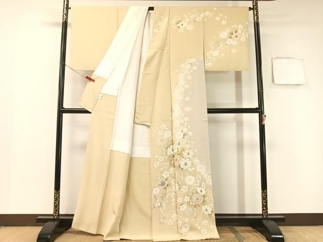 平和屋着物 訪問着 駒刺繍 舞花文 暈し染め 金彩 正絹 vp