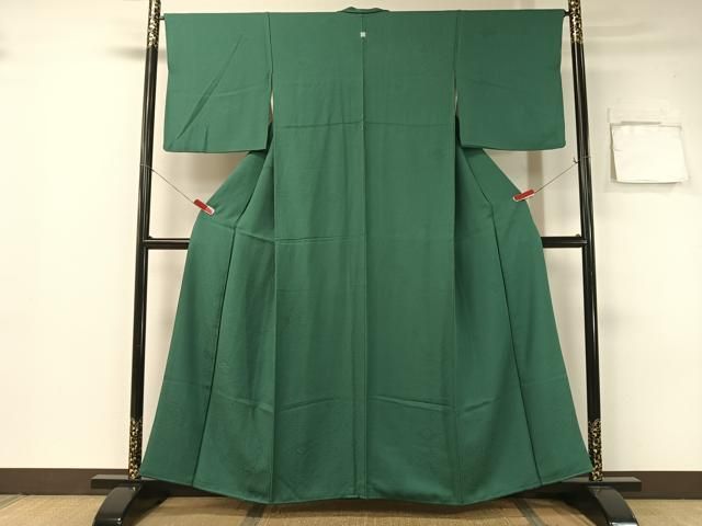 平和屋着物 上質な色無地 菱花地紋 鉄色 正絹 vp