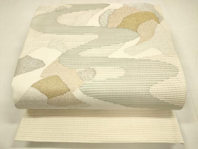 平和屋着物 夏物 絽綴れ 太鼓柄袋帯 抽象流水文 金銀糸 正絹 cm