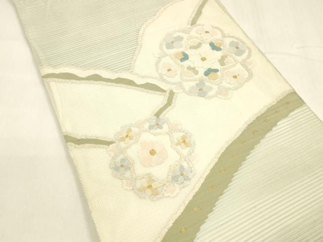 平和屋着物 夏物 絽綴れ 太鼓柄袋帯 舞花文 金銀糸 正絹 cm