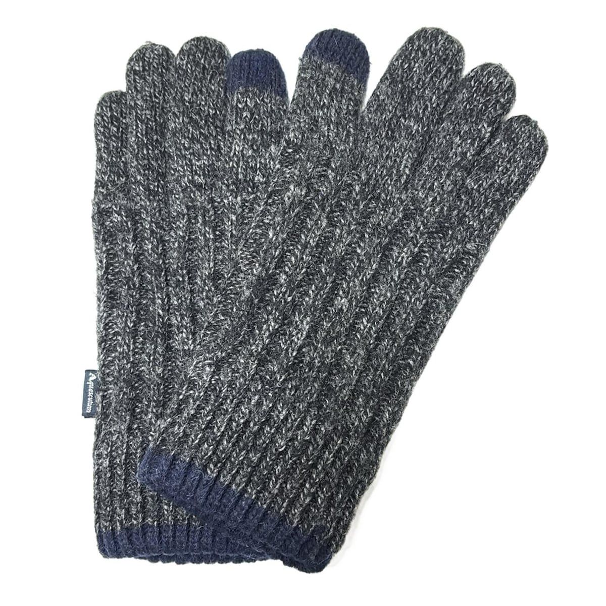 Aquascutum アクアスキュータム 手袋 レディース - 黒×ライトグレー ウール
