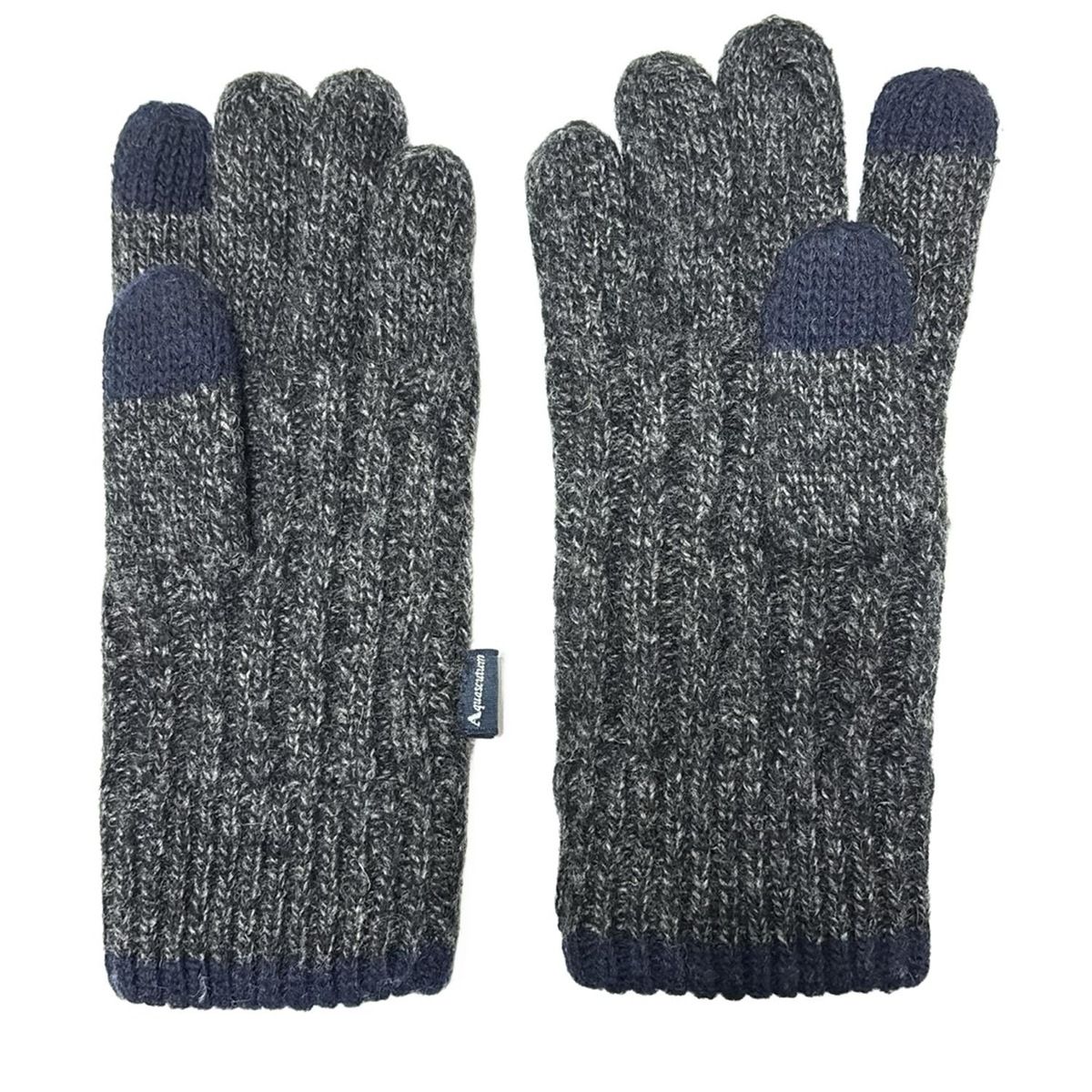  Aquascutum アクアスキュータム 手袋 レディース - 黒×ライトグレー ウール 手袋 アームカバー 小物