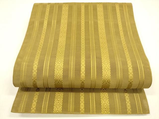 平和屋着物 夏物 本場筑前博多織 八寸名古屋帯 紗献上 山吹茶色 正絹 cm